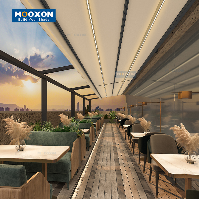 Mooxon PVC Outdoor Gazebo Automatic Pergola Metal Patio Awning Retractable Roof , PVC - S810