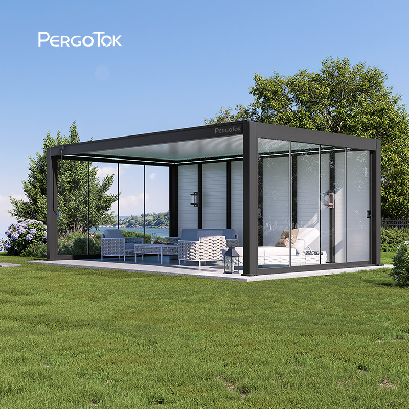 PergoTok Modern Outdoor Waterproof Patio Garden Covered Aluminium Pergola