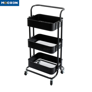 3-Tier Bathroom Office Trolley Cart Home Organizer Utility Baskets Organizer Shelf Kitchen Storage