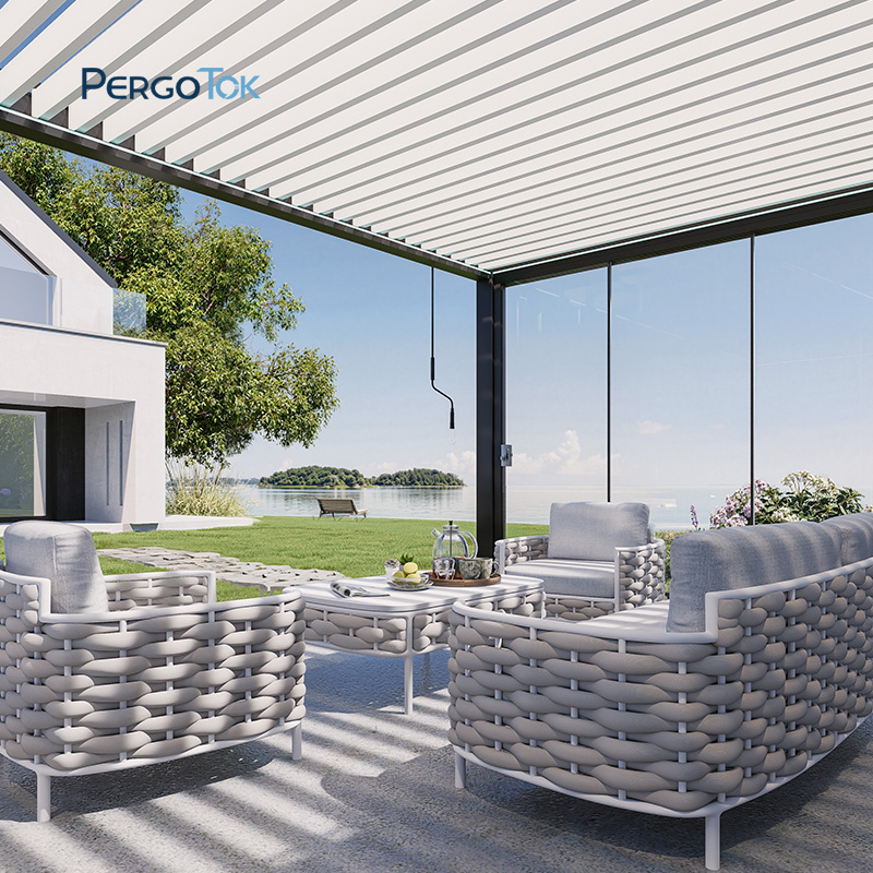 PergoTok Modern Outdoor Waterproof Patio Garden Covered Aluminium Pergola