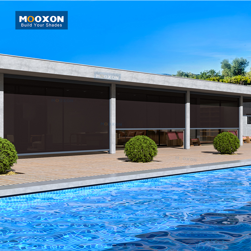 Mooxon Professional Customized Motroized Blind Control Blackout Smart Retractable Window Rainproof Roller Blinds