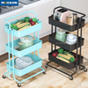 Modern Style Bathroom Storage Trolley 3-Tier Metal Kitchen Vegetable Cart Portable Shelf Rack With Wheels