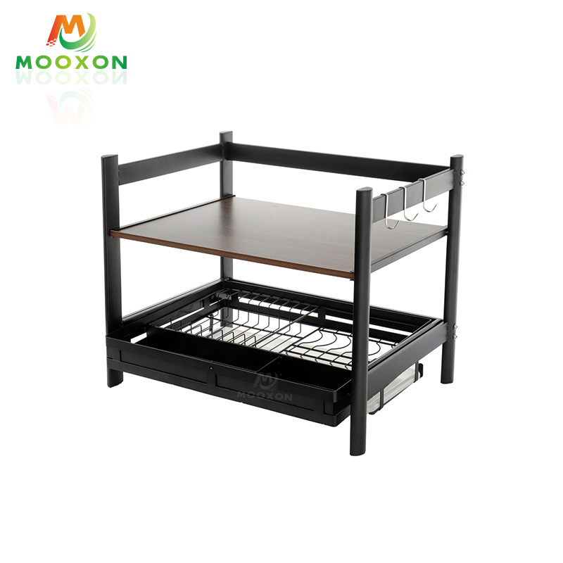 New Design 2 Tier Stainless Steel Dish Drying Racks Kitchen Microwave Rack 