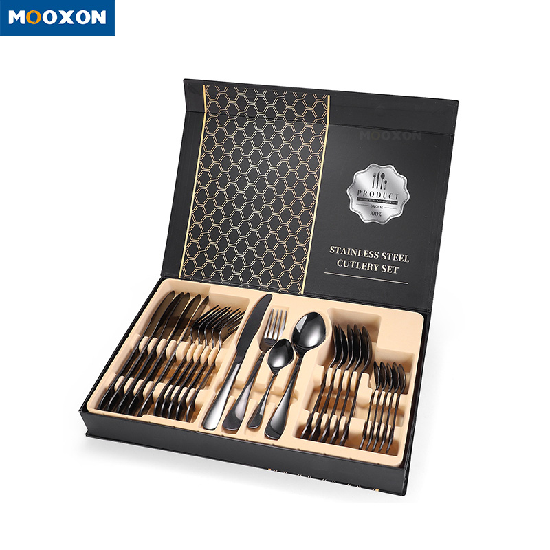 High Quality Stainless Steel 410 Gold Flatware Mirror Polished 24 Piece Cutlery