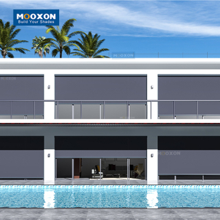  Mooxon Motorized Outdoor Roller Blinds Garden Zip Screen with App Control - Black