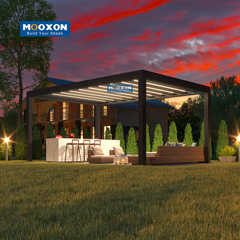 Waterproof Bioclimatic Gazebo Louver Roof Automatic Garden Outdoor Aluminium Pergola