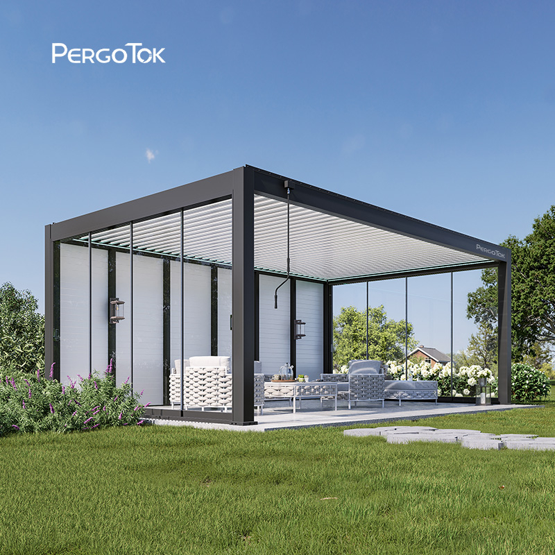 PergoTok Modern Outdoor Waterproof Patio Garden Covered Aluminium Pergola