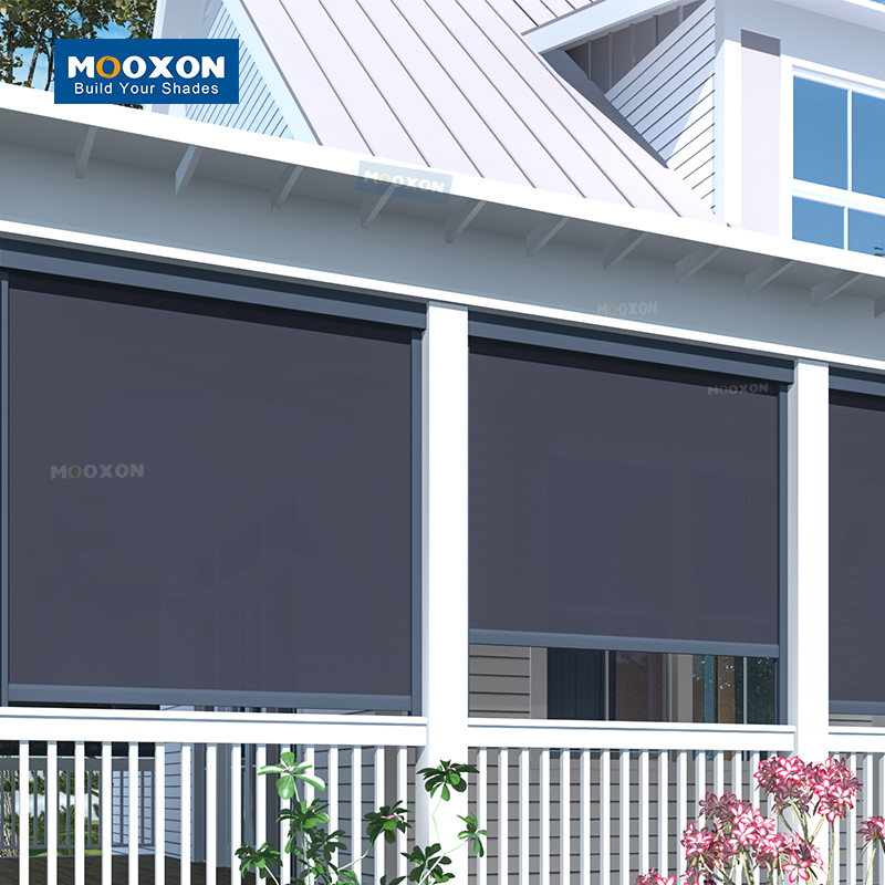 Blackout Shade Electric Roll Up Outdoor Blind Balcony Outdoor Retractable Window Vertical Motor Motorised Roller Blinds