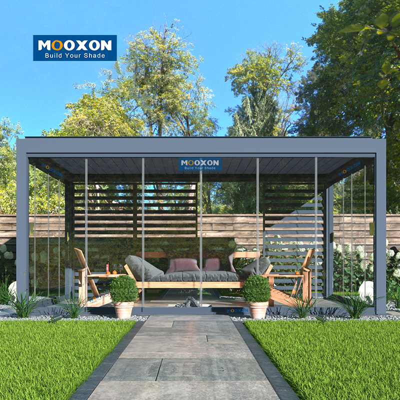 Waterproof Bioclimatic Gazebo Louver Roof Automatic Garden Outdoor Aluminium Pergola
