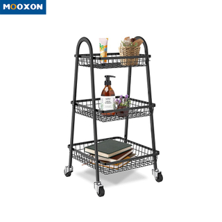 Multi-Layer Kitchen Stationery Rolling Metal Storage Cart Floor Shelf Trolley With Wheels