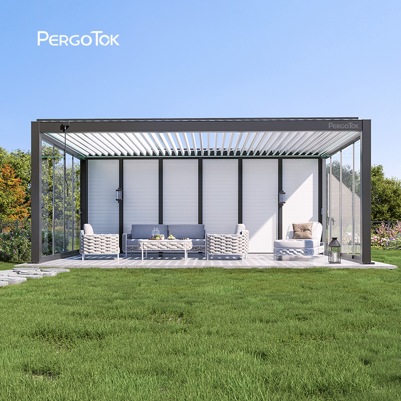 PergoTok Modern Outdoor Waterproof Patio Garden Covered Aluminium Pergola