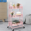 Durable 3-layers Floor-standing Kichen Metal Cosmetic Storage Cart Floor-Standing Trolley