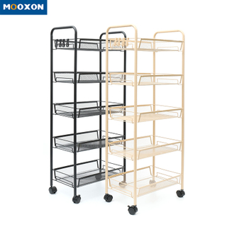 3-Shelf Mesh Wire Rolling Cart Wheels Durable Metal Utility Trolley Organizer Home Office Storage Holders 