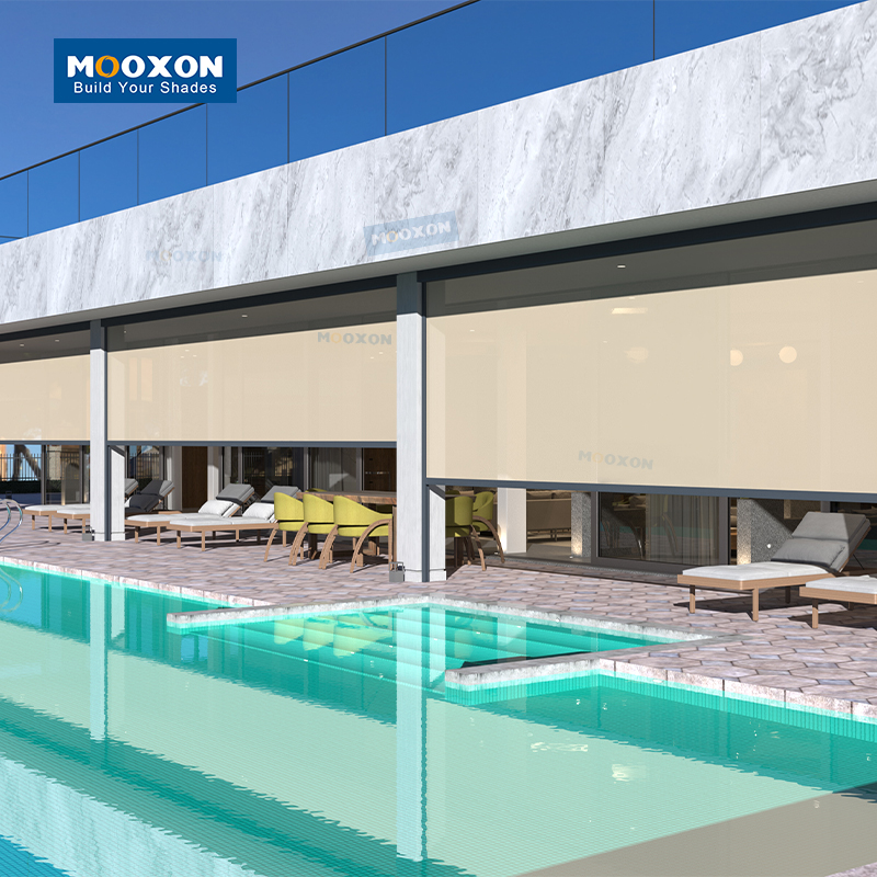 Mooxon OEM Roller Blinds Shades Blackout Automation Electric Windproof Shade Rolling Smart Modern Zip Screen