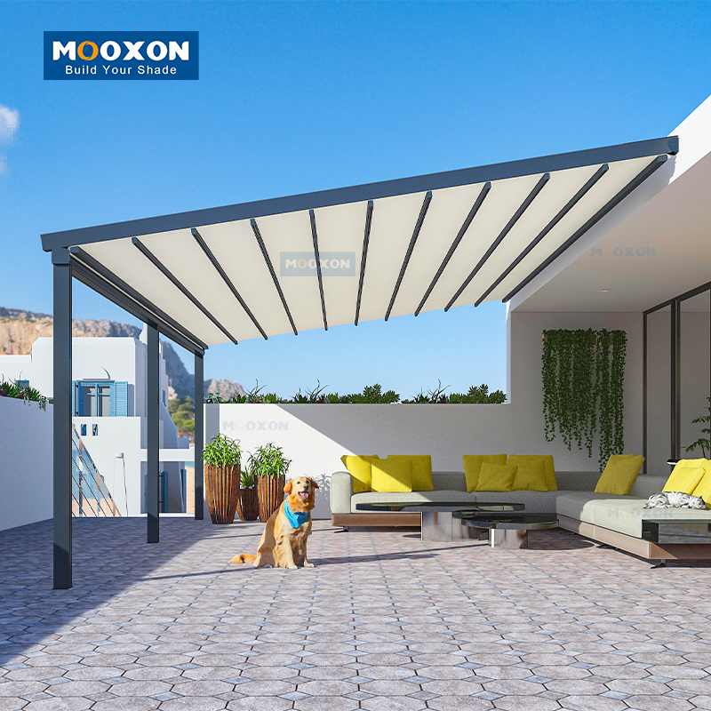 Mooxon PVC Outdoor Gazebo Automatic Pergola Metal Patio Awning Retractable Roof , PVC - S810