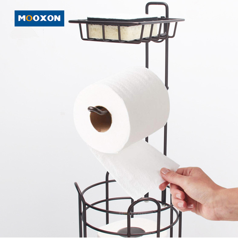 Bathroom Accessories Organizer Storage Black Iron Tissue Paper Soap Shelf Toilet Holder Rack , MX-L07