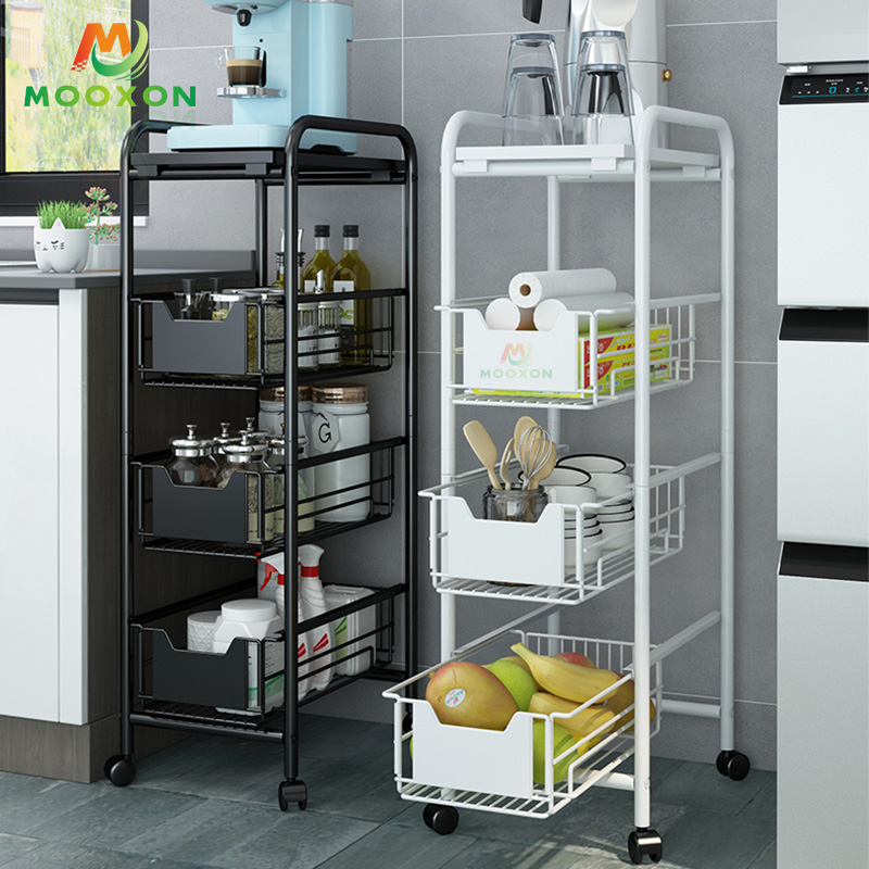 Space Save Utility Trolleys Rack Kitchen Storage Rack Mobile Trolley with Wheels 