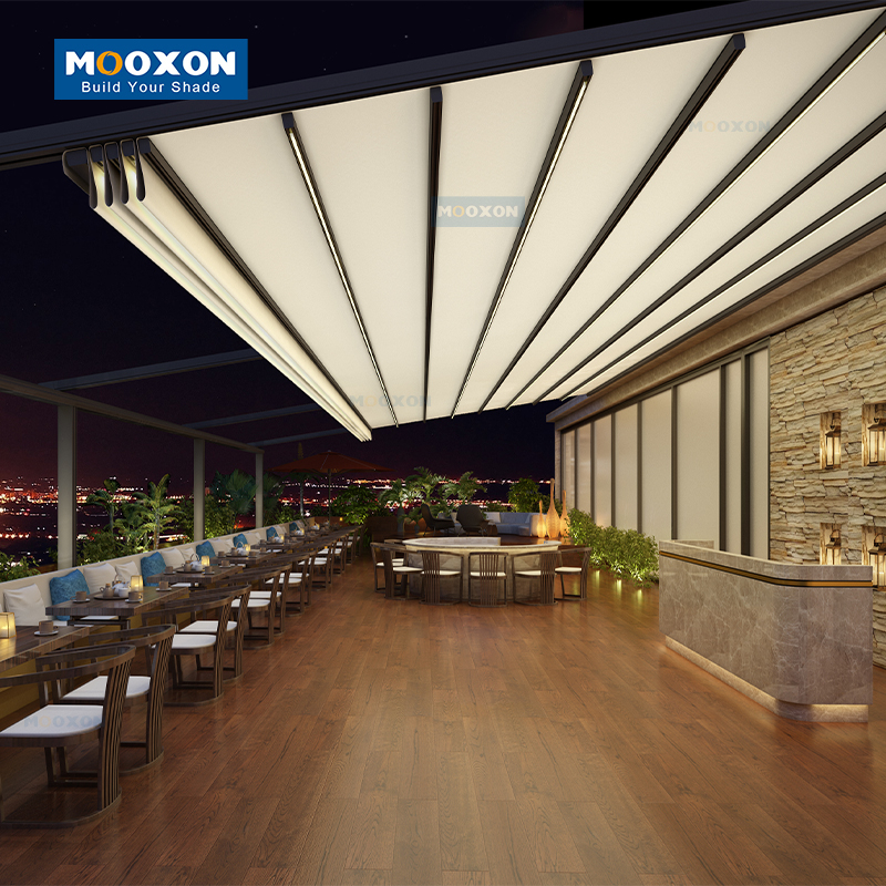 Retractable Roof Waterproof Pergola Patio Outdoor Folding Motorized Sunshade Commercial Balcony Awning