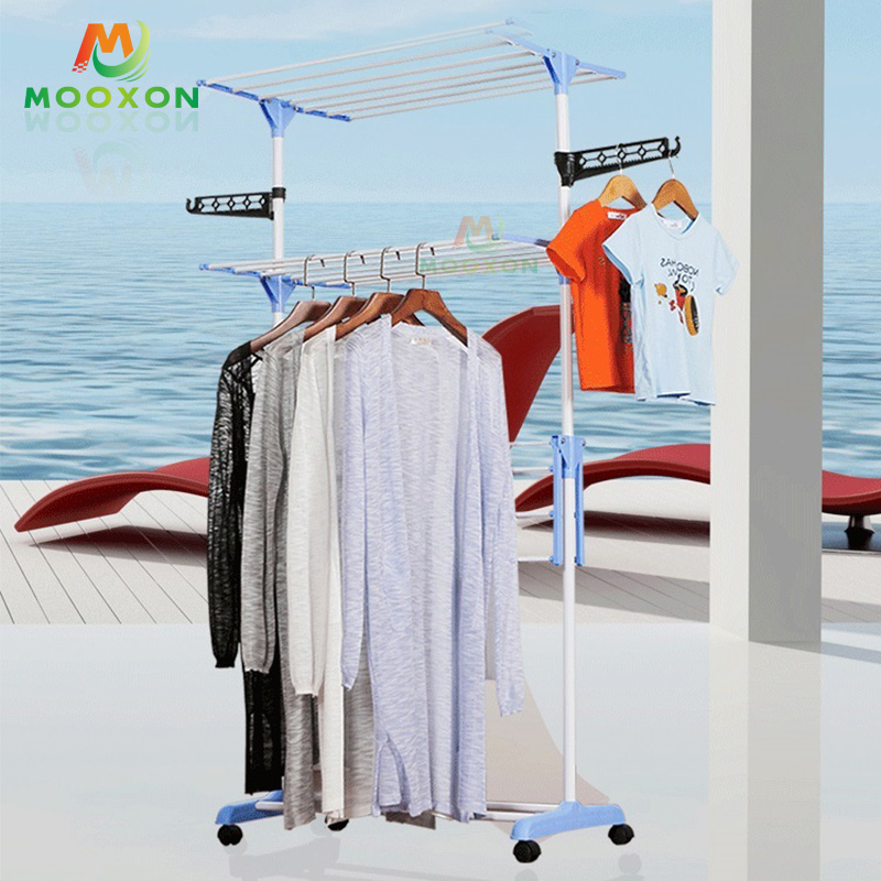 Easy To Assemble 3 Layers Multipurpose Clothes Drying Rack For Indoor And Outdoor Balcony 