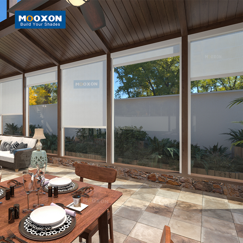 Mooxon OEM Roller Waterproof Outside Garden Motorized Window Windproof Customized Outdoor Blind Track Zip Screen