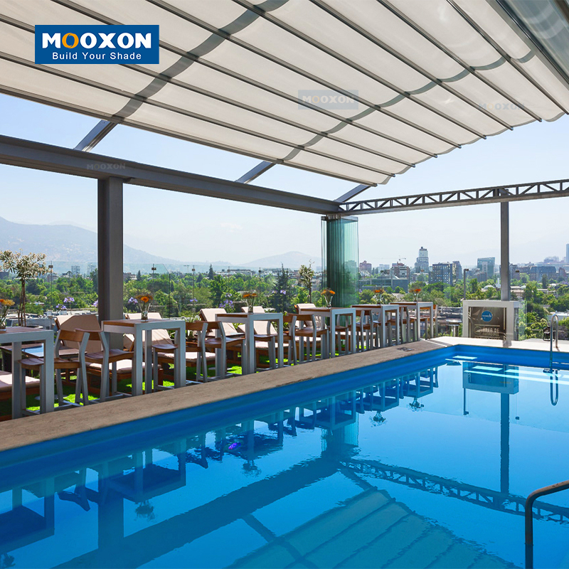 Waterproof Customized Polyester Fabric Balcony Pergola Awning Electric Canopy Motorized Aluminum Retractable Roof