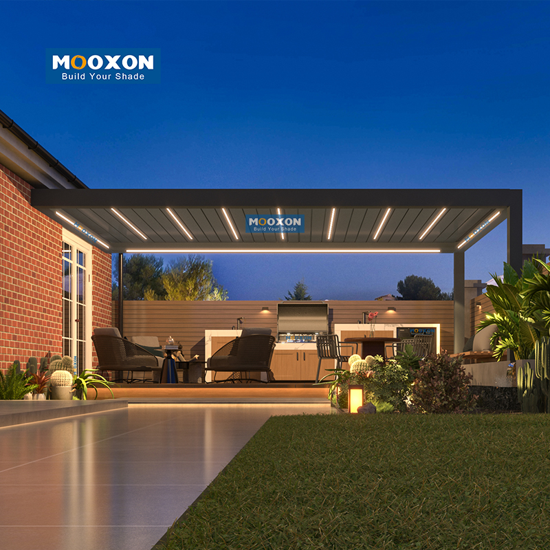 Waterproof Bioclimatic Gazebo Louver Roof Automatic Garden Outdoor Aluminium Pergola