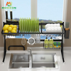 Stainless Steel 84cm Black Drying Holders Kitchen Storage Over The Sink Dish Drainer Rack 